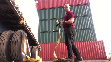 How to Throw a Strap Over Large Container Flatbed Trucking