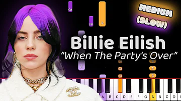 Learn To Play When The Party's Over Billie Eilish on Piano! (Medium) SLOW 50% Speed