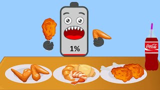 Asmr Chicken Mukbang | Asmr Mukbang Animation | Asmr Eating Sounds | Battery Animation