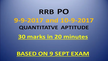 RRB PO Quantitatve Aptitude Based on 9 September 2017 Exam Solved Hindi Urdu Digital Turorial