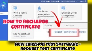 How to Recharge certificate| New Emission test software - Request for certificate process  screenshot 3