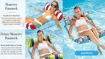 Aqua Monterey Hammock, 4-in-1 Inflatable Pool Float - Saddle, Lounge Chair, Hammock & Drifter