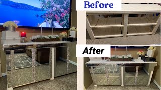 DIY Glam Console Table  - DIY Glam TV Table - Diy Mirror Dresser