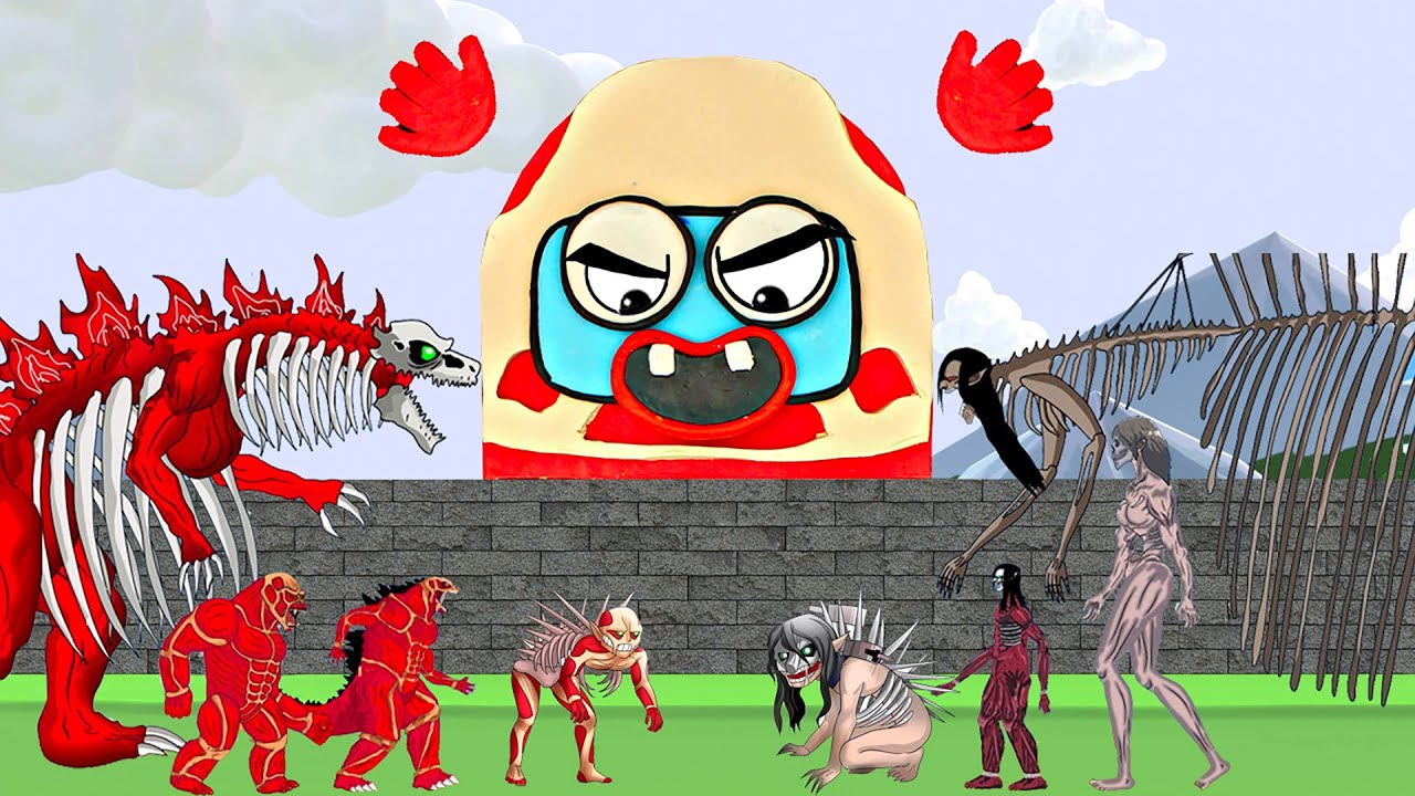 Among Us (Chibi Titans) Colossal Titan Eren VS Colossal Titan Armin | Asmr Mukbang Food Animation