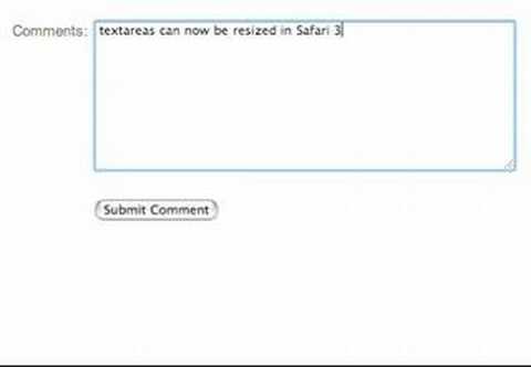 Native Textarea Resizing In Safari 3