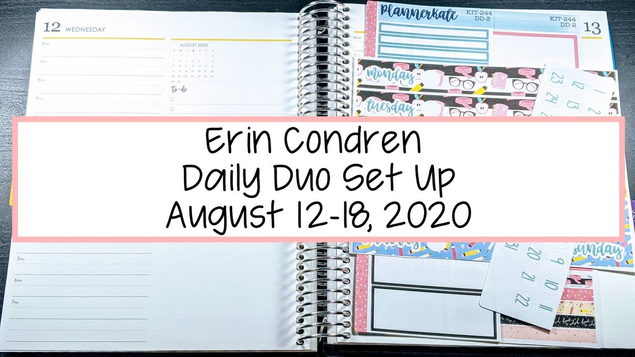 Erin Condren Daily Duo Set up | August 12 - 18, 2020 - YouTube