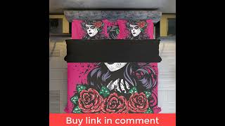 Day of the dead bedding comforter sets, floral skull bedding sheet, dia de los muertos skull bedding