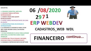 DICAS 2971 - WEBDEV - ERP WEB MATOS - CRIANDO WDL CADASTROS