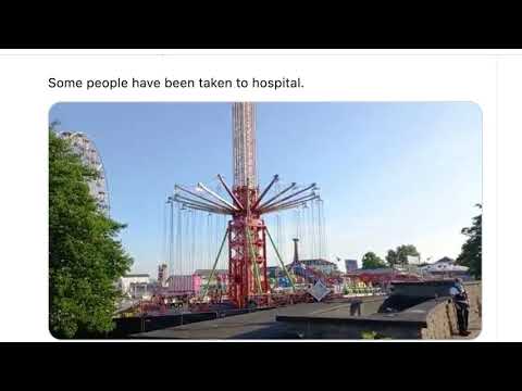 Carrickfergus Planet Fun Ride Collapses sends 4 kids to Hospital | Top of the World Swing Ride falls