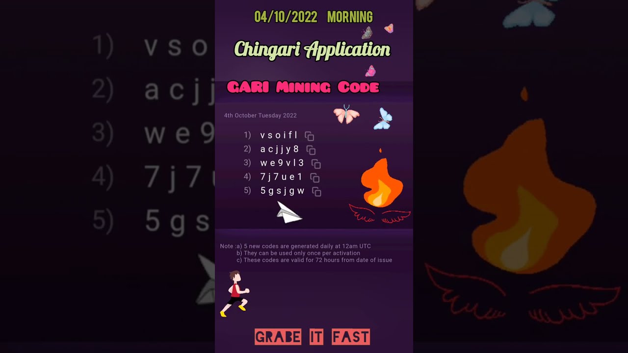 Latest CHINGARI Application GARI Mining Codes (4 Oct Morning) 