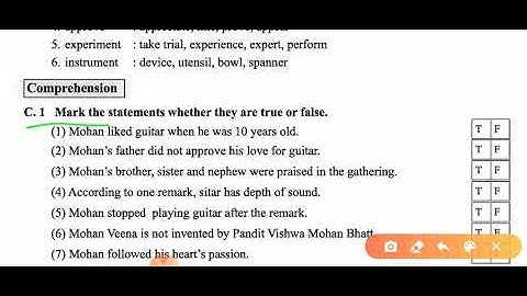 Std 9 unit 3 Mohan and his veena Comprehension