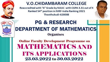 DAY 1 - Online FDP on Mathematics and Its Applications- V.O.Chidambaram College, Thoothukudi