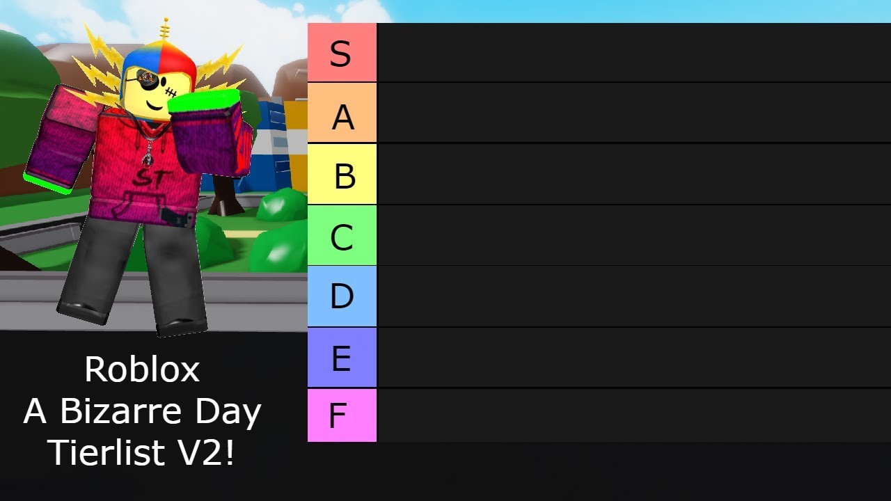 Roblox A Bizarre Day Tierlist V2 Youtube - roblox a