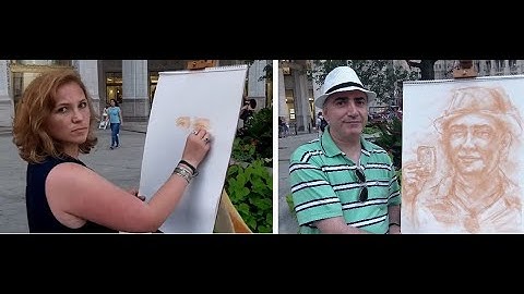 Ukrainian Portrait Artist Maryna Hoian draws Chris Krzentz in #Chicago (Aug 3, 2016)