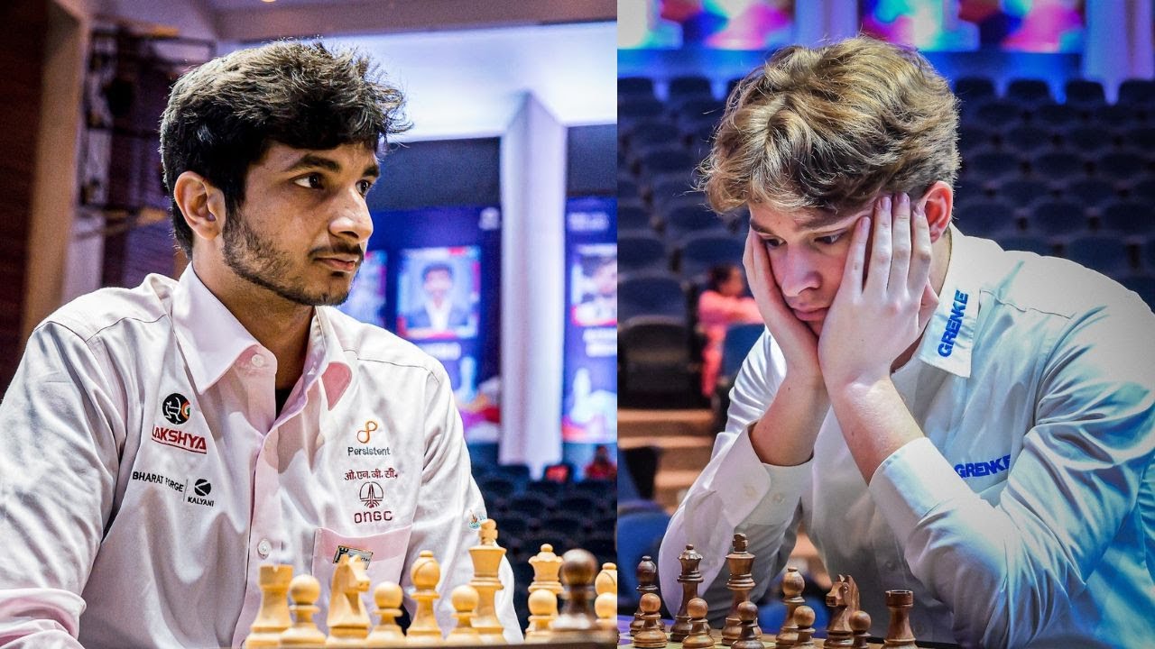 Kolkata, India. 06th Sep, 2023. Indian chess player Vidit Gujrathi seen  playing against Indian chess player Arjun Erigaisi at the TATA Steel Chess  India competition 2023 in Bhasa Bhavan. (Photo by Dipayan