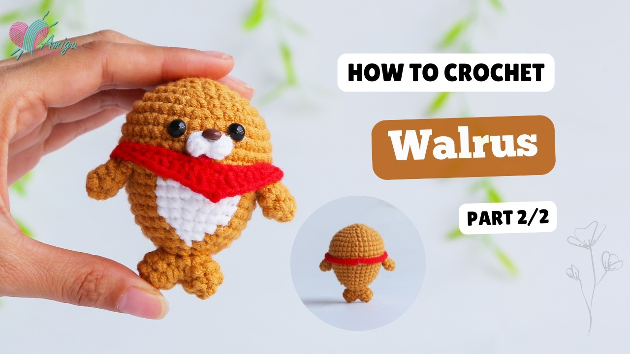 #761 | How to Crochet a Tiny Walrus Keychain Amigurumi (2/2) | Free Sea Animal Tutorial | AmiguWorld