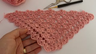 VERY BEAUTİFUL  Easy Crochet Triangle Shawl Pattern / Knitting Shawl Patterns / SUBTITLES
