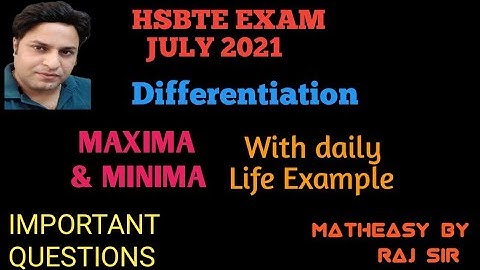 Mathematics-II for HSBTE STUDENTS Regular reappear students topic Maxima & Minima