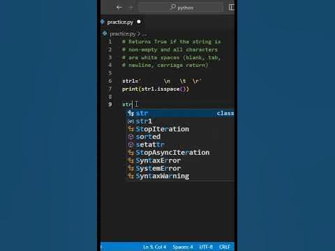 isspace function 😎👍#python #learnpython #pythonforheros - YouTube