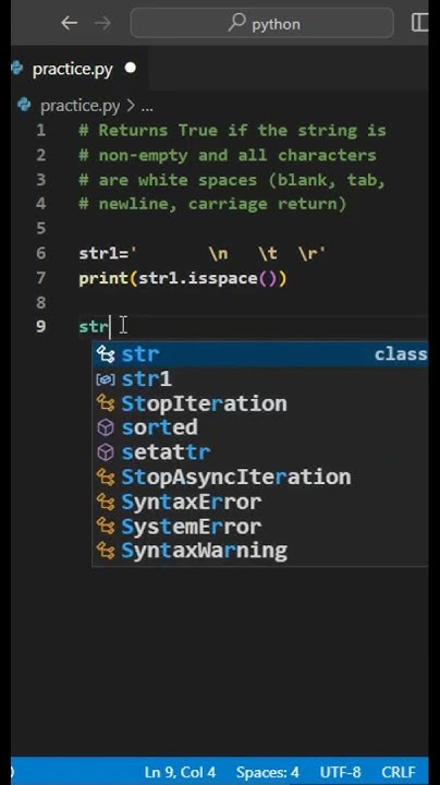 isspace function 😎👍#python #learnpython #pythonforheros - YouTube