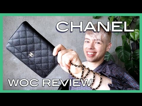 review CHANEL wallet on chain WOC black caviar leather with gold