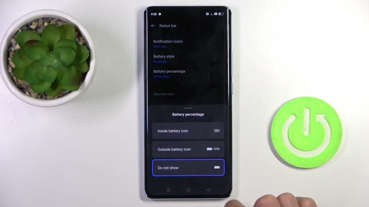 How to enable battery percentage on Oppo Reno 10 / Show