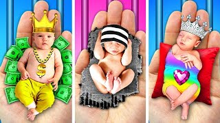 Rich Vs Broke Vs Giga Rich Pregnant In Jail! Wednesday vs Barbie! DIY Ideas