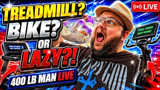 🚨 TREADMILL, BIKE… OR LAZY FATTY WORKOUT?! 400LB Man LIVE 🔥