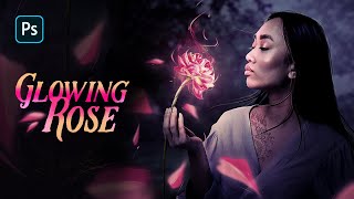 Magical Glowing Rose - Fantasy Portrait  Photoshop Manipulation Speed Art screenshot 3