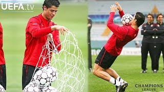Cristiano Ronaldo Warm Up &amp; Interview Before Champions League Match vs AS Roma (10/04/2007)