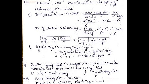 cache mapping questions