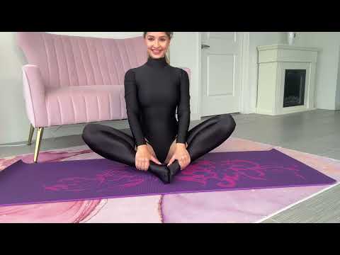 Yoga in Black Shiny Bodysuit and Stockings