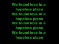 We Found Love in A Hopeless Place Rihanna *LYRICS*