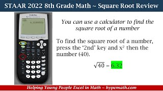 2022 STAAR Math ~ 8th Grade (Square Root) Part 1