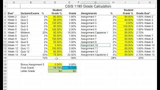 Details CSIS 1190 - Grade Calculation Guide