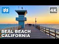 [4K] Seal Beach, California USA Main Street to Pier Sunset Walking Tour &amp; Travel Guide 🎧 Ocean Waves