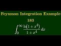 Feynman Integration Example 183 - ∫ from 0 to ∞ of (ln(1 + x⁴) / (1 + x⁴))dx