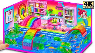 Build Rainbow Mermaid Miniature House with Aquarium from Cardboard, Clay ❤️ DIY Miniature House