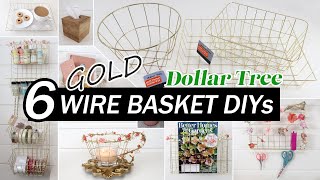 GOLD WIRE BASKET HACKS / DOLLAR TREE STORAGE DIY / Room Wire Basket Storage Decor
