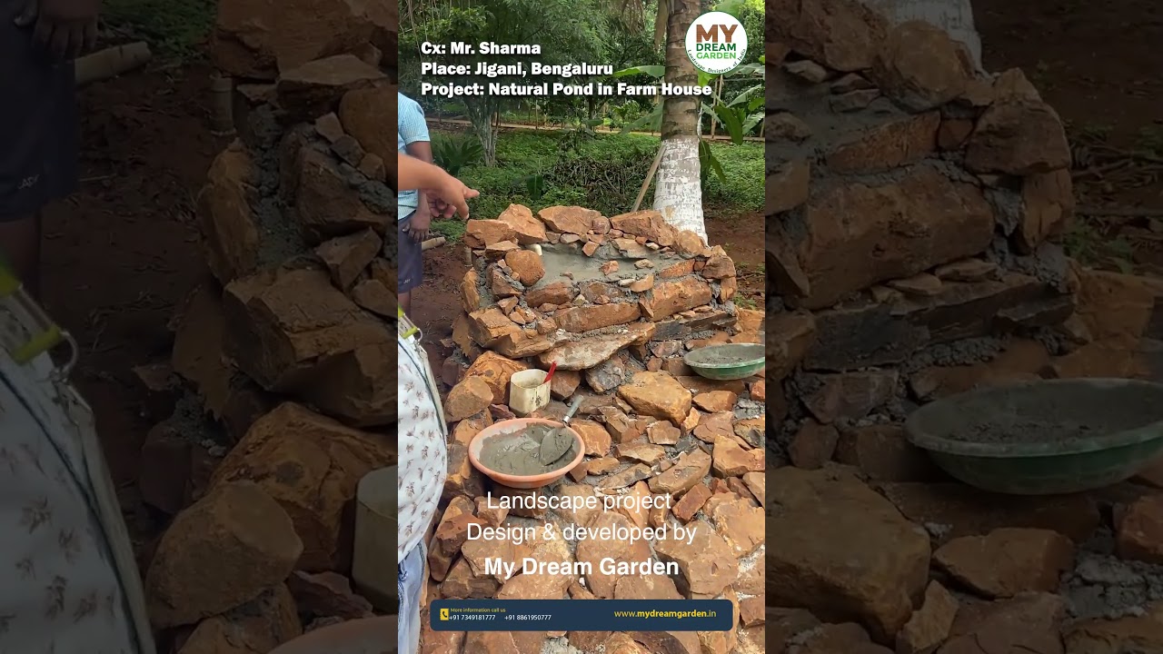 Natural stone pond cladding work from My Dream Garden