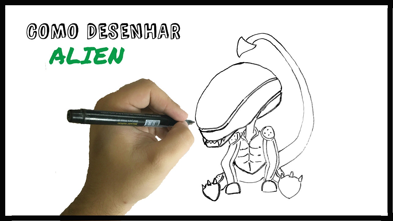 Como desenhar um alienígena  Tutorial de desenho passo a passo