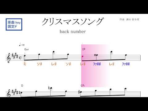クリスマスソング（back number)原曲key固定ド読み／ドレミで歌う楽譜【コード付き】【リニューアルVer.】