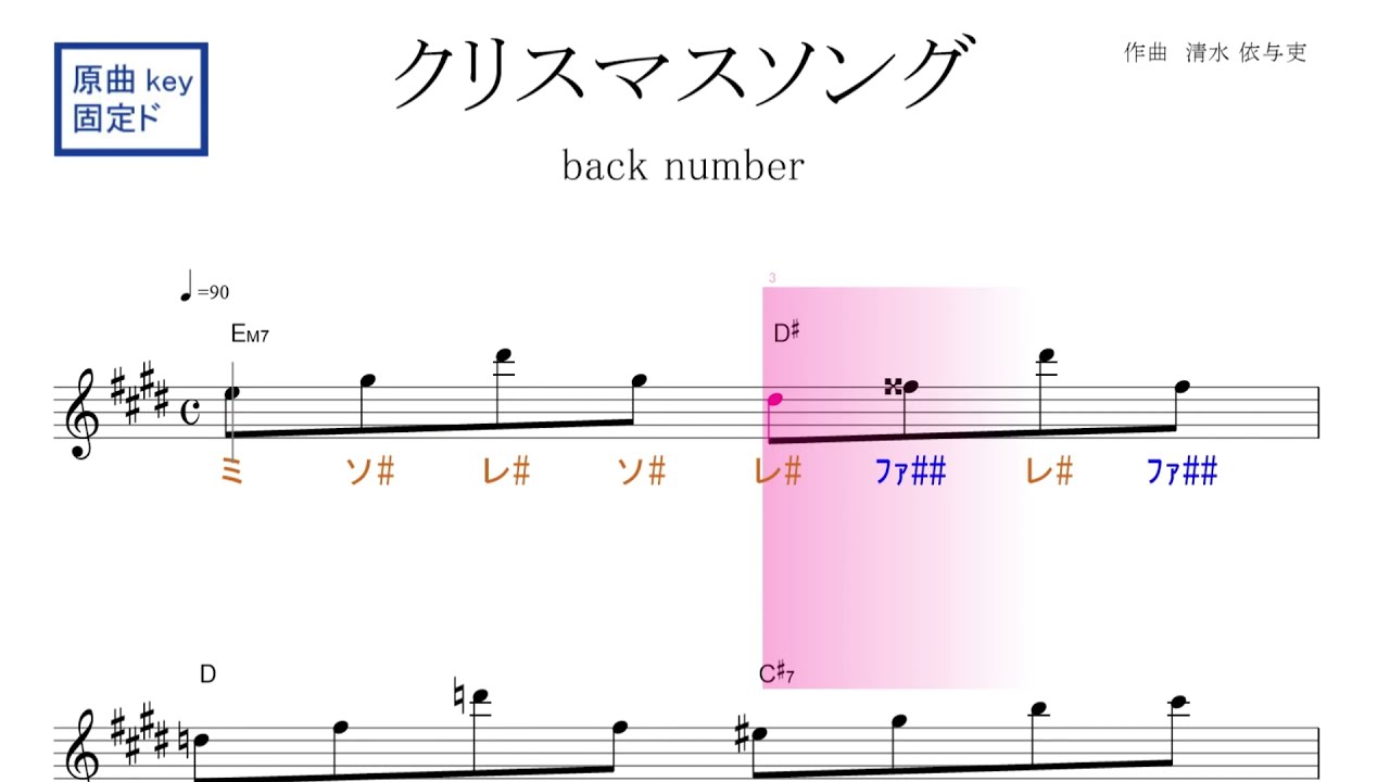 クリスマスソング Back Number 原曲key固定ド読み ドレミで歌う楽譜 コード付き リニューアルver Youtube
