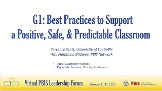 [Session G1] PBIS Forum 2020: Best Practices to Support a Positive, Safe, & Predictable Classroom