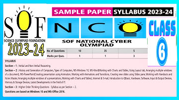NCO Class 6 Solved Sample Paper 2024-25| Cyber Olympiad Sample Paper Grade 6 | SOF NCO Sample Paper