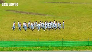 6 13 17 Japanese baseball kids warming up like army - Tokyo Japan