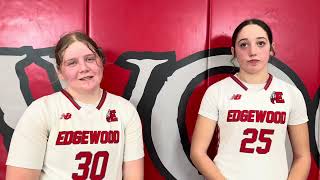 Post game interview with Edgewood's Carly Kray and Annie Johnston after a win over Niles