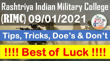IMP Tips & Tricks for RIMC EXAM I 9th January 2021 I The Online Guru I Sunil Sharma