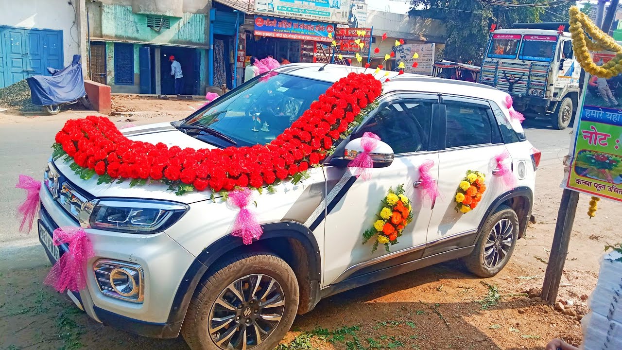 कार सजाना हुआ आसान // Wedding Car Decoration// Dulha Gari Decoration at ...