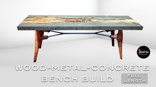 WOOD METAL CONCRETE BENCH (Full Length Versions)